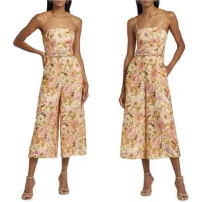 Nuevo con etiquetas Mono Zimmermann Dorado con Cinturón Sin Tirantes de Lino Talla 3 AU/10 EE. UU. Foto 1 de 4