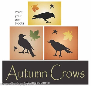 Stencil Autumn Leaf 3 Crows Fall Leaves Primitive Country Market DIY Sign Blocks - Picture 1 of 7