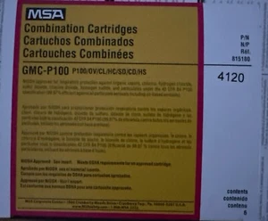 MSA Comfo Respirator Cartridges, Organic Vapor/Acid Gas/P100- 815180- 6 Pack - Picture 1 of 3