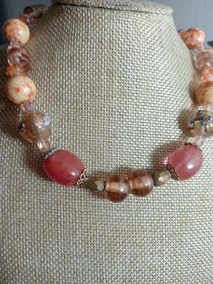 Artisan made 17" fire agate choker with handcrafted copper closure vintage - Image 1 of 4