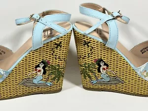 Scarpe Her Universe Disney Peter Pan zeppe alte sirena taglia 10 blu espadrillas - Foto 1 di 15