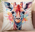 Giraffe Head Face-On Fleecy Velvety Velour 44Cm Zipped Cushion Cover, Uk Post