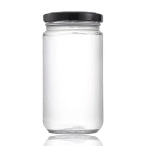 BULK 24 GLASS JAR ROUND W BLACK LID 1 LTR CANISTER PRESERVE CONTAINER 9X19CM - Picture 1 of 1