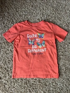 Life Is Good Butterflies “Dare To Be Different” Orange Crusher Shirt Small - Picture 1 of 3
