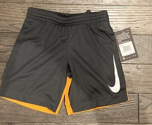 NWT $24: Nike Boys Size 4/ XS Dri-Fit Basketball Shorts Dark Gray & Orange - Picture 1 of 4