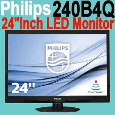 Philips Brilliance 240B4Q 24" Full HD 1080p IPS LED Monitor - DISPLAY VGA DVI - Image 1 of 4