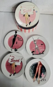 Vintage ROSANNA LE BAS SCANDALE THINK PINK SET OF 4 PINK DESSERT PLATES 8" w/Box - Picture 1 of 11