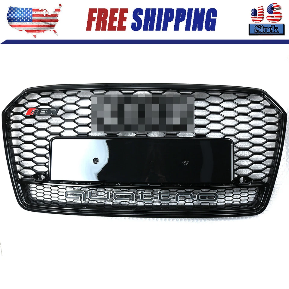 For Audi A7 S7 RS7 Style 2016-2018 Front Honeycomb Mesh Grill Grille W/ Quattro - Image 1 of 4