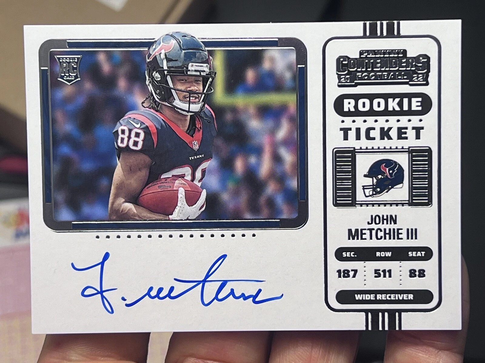 2022 Panini Contenders John Metchie III #125 Rookie Ticket Variation on car Auto