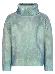 DKNY Rollkragenpullover älter Mädchen metallic blau grün Alter 16 Jahre NEU - Bild 1 von 5