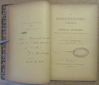 ENVOI GUSTAVE DE HAUTECLOCQUE EO THEATRE COLLEGES ARTOIS 1509-1790 PAS-DE-CALAIS - Photo 1/4