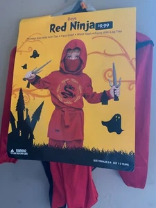 NWT Halloween Costume Red Ninja Size 1-2 Years Includes Shirt, Scarf Pants - Picture 1 of 4