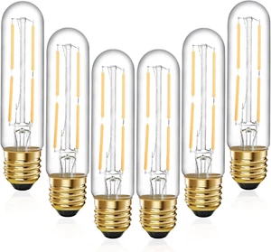 6 Pcs E26 T10 LED Tubular Light Bulbs, Daylight White Edison Bulb 4000K 4W Dimma - Picture 1 of 7