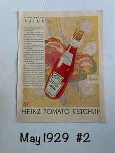 Vintage 1929 ORIGINAL Print AD HEINZ Tomato KETSUP 57 Kitchen Art Décor 1920's - Picture 1 of 2