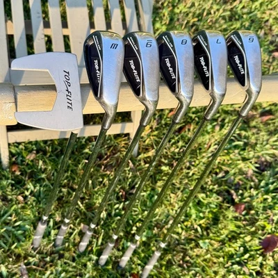 Top Flite Stainless Iron Set 6-9 + Wedge + Mallet Putter, Steel Shaft, RH - Image 1 of 4