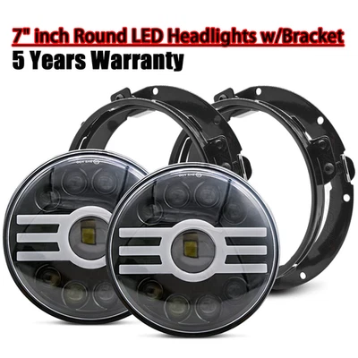 Пара 7-дюймовых круглых светодиодных фар для Jeep CJ5 2,2 л 2,5 л 3,8 л 4,2 л 5,0 л 1960-1983 - Изображение 1 из 4