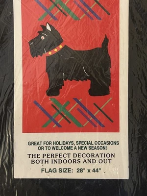 Aplique de bandera de perro Scottie 1996 vintage de nailon 28x44” jardín nuevo creativo  Foto 1 de 4