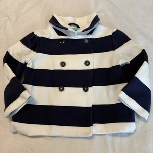 Gymboree blau weiß gestreifter Peacoat Größe 12-24 Monate maritim Küste gefüttert - Bild 1 von 7