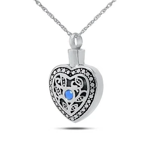 Corazón Celestial Septiembre con Zafiro Acero Inoxidable Colgante/Collar Funeral Cremati - Imagen 1 de 3