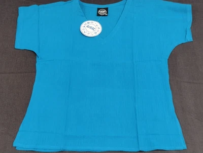 Camisa De Colección Años 70 Gauzy Algodón India M Top Verde Azulado Turquesa DEADSTOCK AÑOS 70 Zodiaco Foto 1 de 4