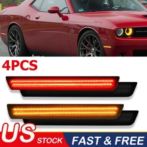 For 2015-2022 Dodge Challenger Side Marker Lights LED Kit Front+Rear Smoked Lens - Picture 1 of 12