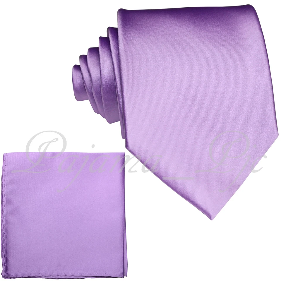 Nuevo conjunto de corbata para hombre lila con corbata y pañuelo cuadrado de bolsillo graduación 100XX Foto 1 de 1
