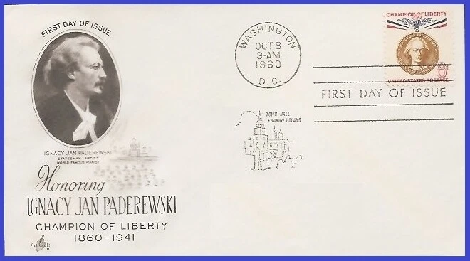 USA4 #1160 U/A ARTCRAFT FDC   Ignacy Paderewski - Image 1 of 1