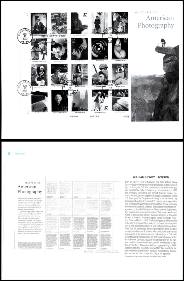 2002 Masters of American Photography Sc 3649 FDC sheet of 20 jumbo Fleetwood - Image 1 of 1