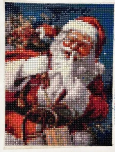 Vintage Santa Holidays Yule Christmas Diamond Painting Ready to Frame  (6” x 8”) - Picture 1 of 4