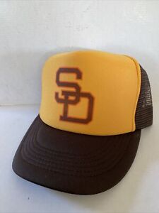 Vintage San Diego Padres Hat Trucker Hat Adjustable snapback Gold Baseball Cap