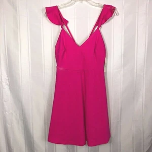 NWT Coveted Clothing Pink Women's Size: M V-Neck Mini Length Solid Empire Dress - Picture 1 of 9