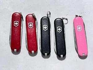 Lot of 5 Victorinox Classic Swiss Army Knives - Red - Black - Pink - Picture 1 of 11