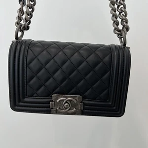 Chanel Black Boy Flap Bag Quilted Lambskin Small - Picture 1 of 10