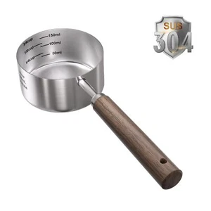 Dog-Cat Food Scoop Measuring-Cup - 3/4 Cup 6 Oz304 stainless steelsBlack waln... - Picture 1 of 6