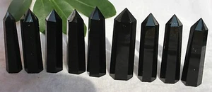 410g 9Pcs NATURAL OBSIDIAN POLISHED CRYSTAL POINT HEALING - Picture 1 of 9