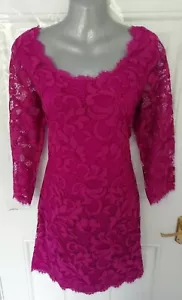 DIANE VON FURSTENBERG 12 UK (US 8) rosa Spitze Anlass Bleistiftkleid gefüttert B/Reißverschluss - Bild 1 von 10