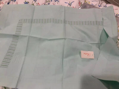 Pratesi Italy NWT 1pc Queen Sham Embroidery 100% Cotton Percale Green - Image 1 of 4