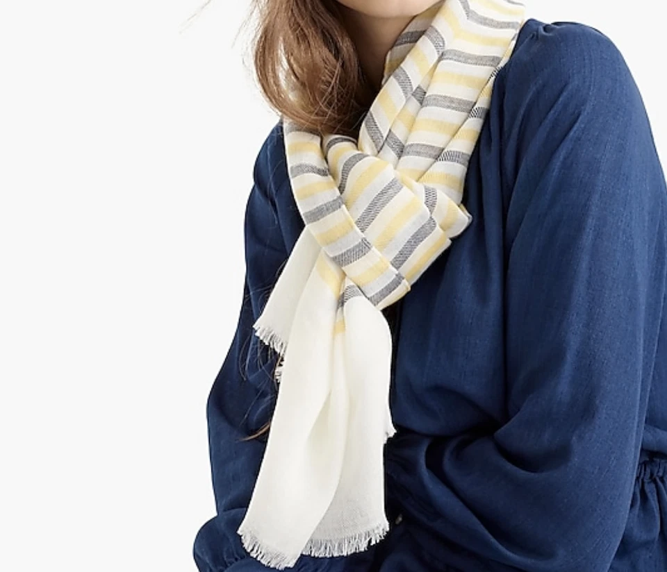 Bufanda ligera a rayas de lana/algodón J Crew nueva con etiquetas  Foto 1 de 1