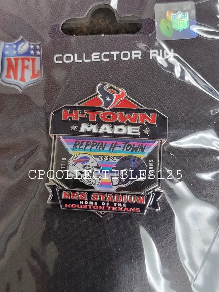 Prendedor del día del juego Houston Texans VS Buffalo Bills 6/10/2024 NUEVO H-Town Foto 1 de 1
