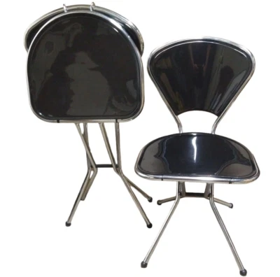 2 IKEA Niels Gammelgaard Sebastian Black Folding Chairs 1987 Italy Set #2 - Image 1 of 4