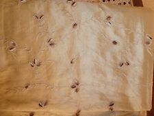2 pieces of caramel embroidered silk furnishing fabric, used 130cms W x 135cms L
