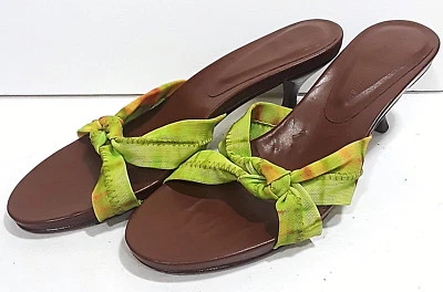 Sandalias DONALD J PLINER para mujer 8 N nudo tie dye tacones punta abierta zapatos verde marrón Foto 1 de 4