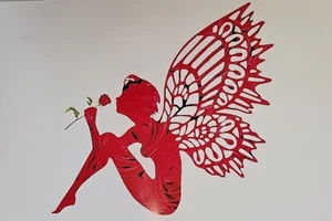 Red Rose Fairy - Fairies Wall Art Print High Gloss 11 in x 17 in - Picture 1 of 1