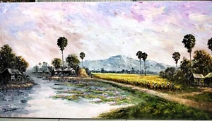 Harvest Symphony Oil Painting-Pallet Knife Impressionism on Canvas 70cm x 140cm - Picture 1 of 8