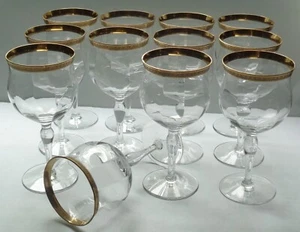 Vintage Minton Gold verkrustete Stielgläser - Weingläser - Wasserkelche - 12 Stück - Bild 1 von 6