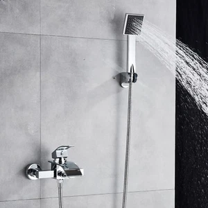 Chrom Badewannenarmatur Handbrause Wasserfall Badewanne Duschset Mischbatterie - Bild 1 von 12