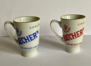 Tazas de licor Jan Becher Karlovy vintage década de 1950 rojo y azul Carlsbad - Imagen 1 de 11