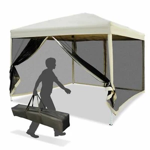 10x10 ft EZ Pop Up Canopy Tent with Sidewalls Outdoor Patio Party Screen Room - Picture 1 of 11