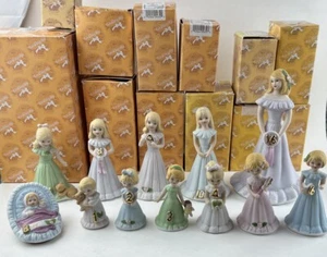 Vintage Enesco Growing Up Birthday Girls Lot Of 11 Ceramic Figures 0-10 & 16 SEE - Picture 1 of 6