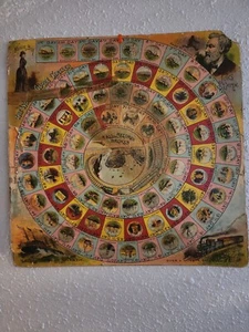 Antikes Spielbrett The World's Globe Circler von Jules Vern Nellie Bly Vintage. - Bild 1 von 9